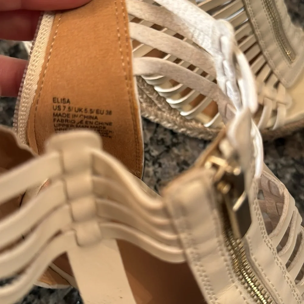 JustFab birch white wedge espadrille sandals NIB 7.5